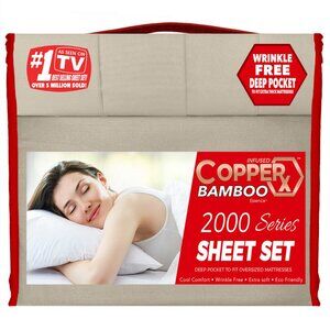Sheet Set  Queen 6 Piece Copper X Infused Bamboo with Deep Pockets New